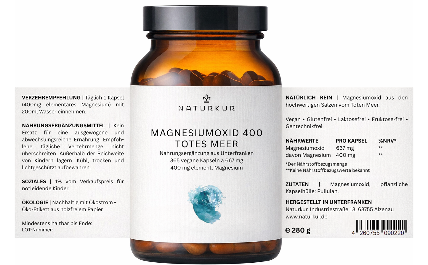 Magnesium Oxid 400 Totes Meer Kapseln – Naturkur